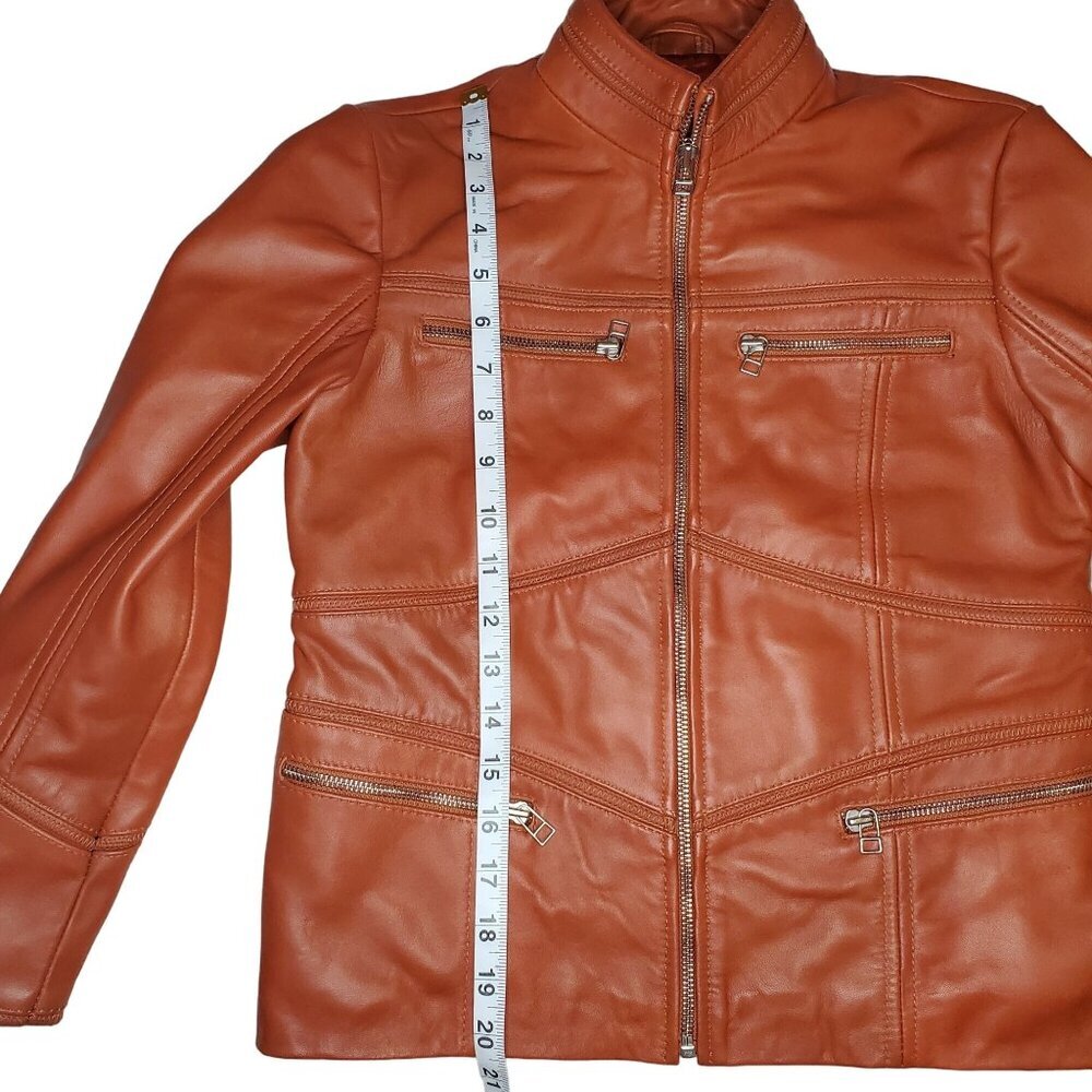 Urban Fashion Studios Eva Women’s 100% Real Tobacco Leather Sport Jacket XS - Picture 7 of 16